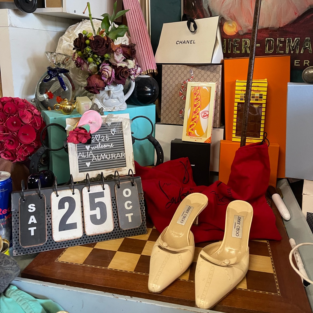 Jimmy Choo Sz 38 1/2 Camel Zoe Mules